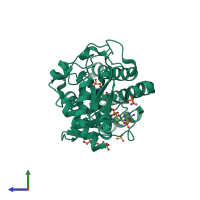 PDB entry 1e6u coloured by chain, side view.