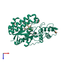 PDB entry 1e6u coloured by chain, top view.