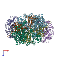 PDB entry 1e6v coloured by chain, top view.