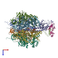 PDB entry 1e79 coloured by chain, top view.