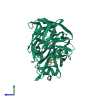 PDB entry 1e82 coloured by chain, side view.