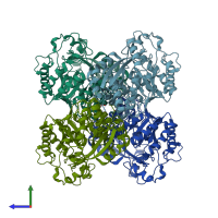 PDB entry 1ec7 coloured by chain, side view.