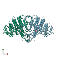PDB entry 1ed9 coloured by chain, front view.