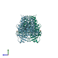 PDB entry 1ed9 coloured by chain, side view.
