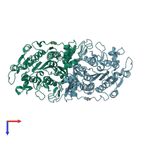 PDB entry 1ed9 coloured by chain, top view.