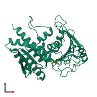 PDB entry 1ee9 coloured by chain, front view.