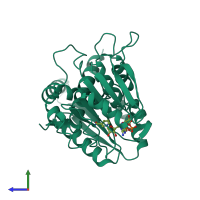 PDB entry 1ee9 coloured by chain, side view.