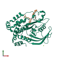 PDB entry 1een coloured by chain, front view.