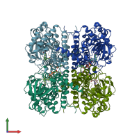 PDB entry 1ege coloured by chain, front view.