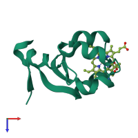 PDB entry 1ehb coloured by chain, top view.