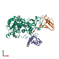 PDB entry 1ejs coloured by chain, front view.