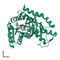 PDB entry 1emd coloured by chain, front view.