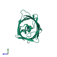 PDB entry 1emk coloured by chain, side view.