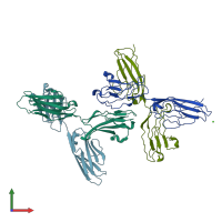 PDB entry 1epf coloured by chain, front view.