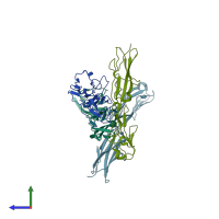 PDB entry 1epf coloured by chain, side view.