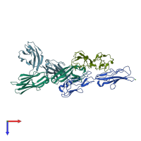 PDB entry 1epf coloured by chain, top view.