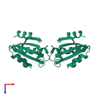 Homo dimeric assembly 1 of PDB entry 1eru coloured by chemically distinct molecules, top view.