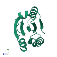 PDB entry 1erv coloured by chain, side view.