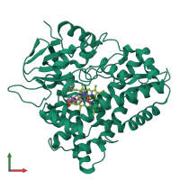 Monomeric assembly 1 of PDB entry 1eup coloured by chemically distinct molecules, front view.