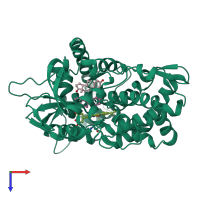 PDB entry 1eup coloured by chain, top view.