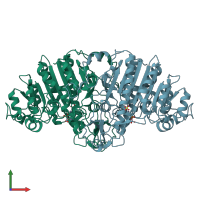 PDB entry 1ew8 coloured by chain, front view.
