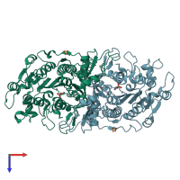 PDB entry 1ew8 coloured by chain, top view.