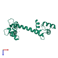 Calmodulin in PDB entry 1exr, assembly 1, top view.