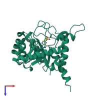 PDB entry 1eye coloured by chain, top view.