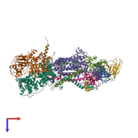 PDB entry 1ezv coloured by chain, top view.