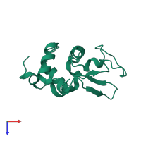 PDB entry 1f0w coloured by chain, top view.
