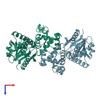 PDB entry 1f14 coloured by chain, top view.