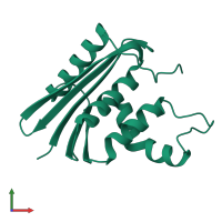 PDB entry 1f21 coloured by chain, front view.