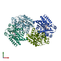 PDB entry 1f2d coloured by chain, front view.