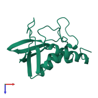 Monomeric assembly 1 of PDB entry 1f2y coloured by chemically distinct molecules, top view.