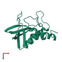 PDB entry 1f2y coloured by chain, top view.