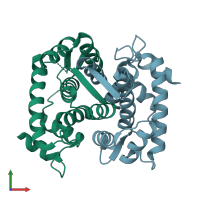 PDB entry 1f4q coloured by chain, front view.