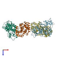 PDB entry 1f5q coloured by chain, top view.