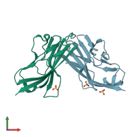 PDB entry 1f5w coloured by chain, front view.