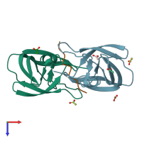 PDB entry 1f7a coloured by chain, top view.