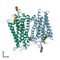 PDB entry 1f88 coloured by chain, front view.