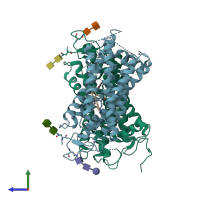 PDB entry 1f88 coloured by chain, side view.