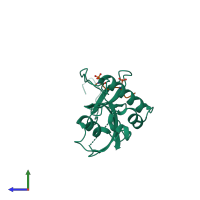 PDB entry 1f8a coloured by chain, side view.