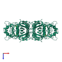 Homo tetrameric assembly 1 of PDB entry 1fbd coloured by chemically distinct molecules, top view.