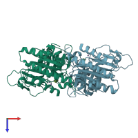 PDB entry 1fbd coloured by chain, top view.