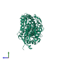 Monomeric assembly 1 of PDB entry 1fck coloured by chemically distinct molecules, side view.