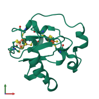 PDB entry 1fdd coloured by chain, front view.