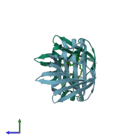 PDB entry 1fdq coloured by chain, side view.