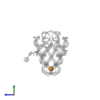 COPPER (I) ION in PDB entry 1fee, assembly 1, side view.