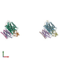 PDB entry 1fft coloured by chain, front view.
