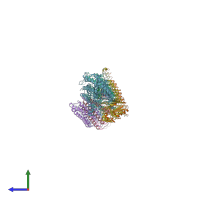 PDB entry 1fft coloured by chain, side view.